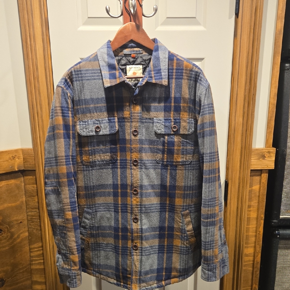Blue and Brown Plaid Shirt Jacket